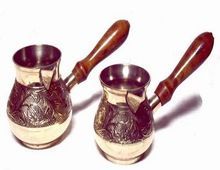 EMBOSSED BRASS MILK COFFEE POT