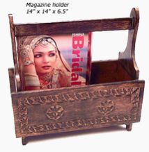 Wood Carved Magazine Rack
