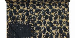 Indigo Cotton Kantha Quilt