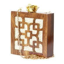Hand Carved Wooden Purse Clutch