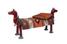 Hand Painted Solid Wood Horse Bench