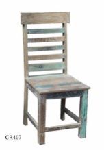 Multicolor White Wash Wooden Antique Chair