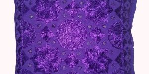 Embroidered Purple Color Mirror Work Cushion Cover