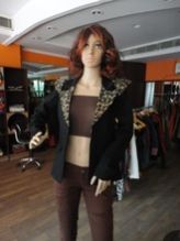 Black Shoulder Pads Blazer with Jute