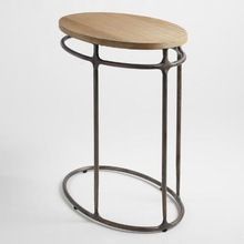 Wood And Metal Oval Laptop Table