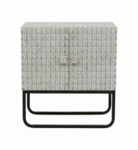 Bone Inlay Deco Bedside with Iron Legs