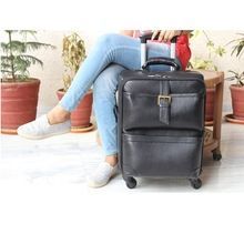 Genuine Leather Classic Travel Trolley Luggage Bag