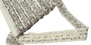 Silver Beaded Leather Trim
