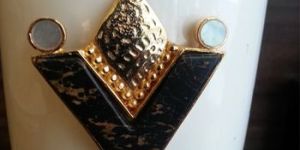 Gold Plated Earrings with Marble Look