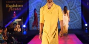 Yellow Kurta with Cowls Neck And Dhoti