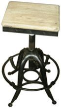 Square Wooden Iron Adjustable Stool