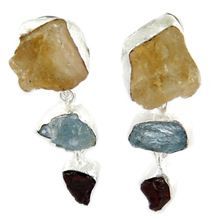 Tree Stone Rough Silver Earring