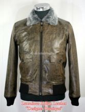 Mens Army Bomber Leather Jacket