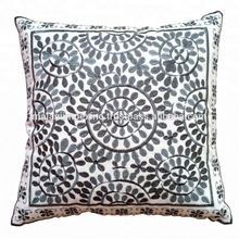 Block Embroidered Medallion Pillow Cushion Cover