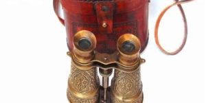 Nautical Binocular with Embossed Red Leather Box