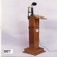 Nautical Black Candlestick Telephone on Wooden Stand