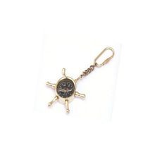 Nautical Brass Wheel Compass Key Chain