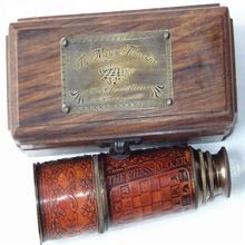 Nautical Marine Chess Maker Red Leather Telescope
