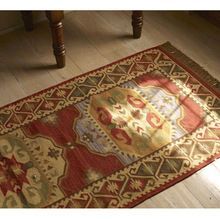 Vintage Hand Made Wool Flatweave Kelim Durries