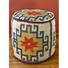 Wool Dhurrie Ottoman Pouffe