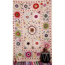 Handmade Indian Bed Cover Vintage Suzani Blanket