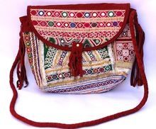 Women Shoulder Leather Banjara Embroidery Bag