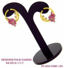 Round Shape Gold Plated Stone Earing