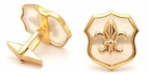 Gold Plated Silver Fleur Moonstone Mens Cuff Links