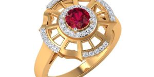 Yellow Gold Diamond Ruby Stone Ring