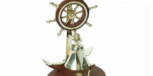 Nautical Ship Wheel and Brass Table Bell