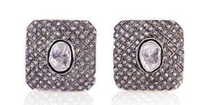 G6922 Sterling Silver Rose Cut Polki Diamond Stud