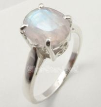 Silver Rainbow Moonstone Engagement Ring