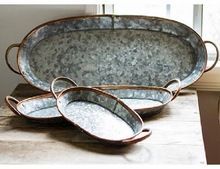 COPPER BIDDING GALVANIZED TRAY SET