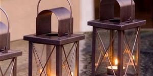 Hot Metal Brown Lantern with Clear Glass