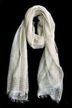 Hand Knitted White Silk Scarf