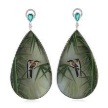 White Gold Bakelite Dangle Earring