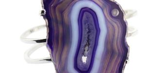 Purple Slice Agate Bangle Bracelet