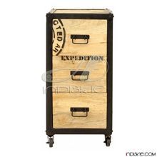 WOODEN IRON NIGHTSTAND TABLE