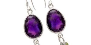 Amethyst Peridot Gemstone Handmade Dangle Earrings