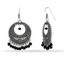 Black Bead Hoop Earring