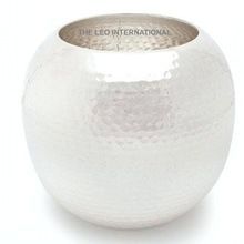 Silver Hammered Round Flower Pots
