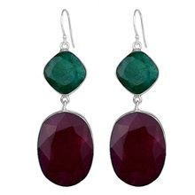 Silver Emerald Ruby Earring