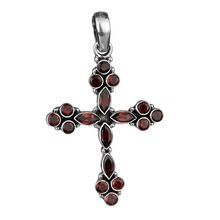 Silver Garnet Corss Pendant