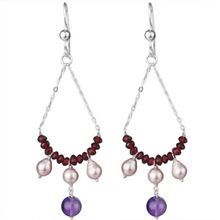 Silver Multigem Beads Earring