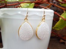 Agate Druzy Hoop Beautiful Light Weight Earrings
