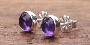 Amethyst Stone Bead Gemstone Earring