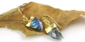 Labradorite Stone Horn Teeth Earring