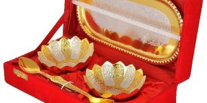 Gold Silver Plated Floral Bowls Spoon