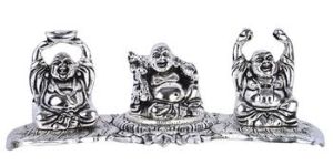 White Metal Laughing Buddha Set