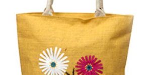 Ribbon Embroidery Jute Bag